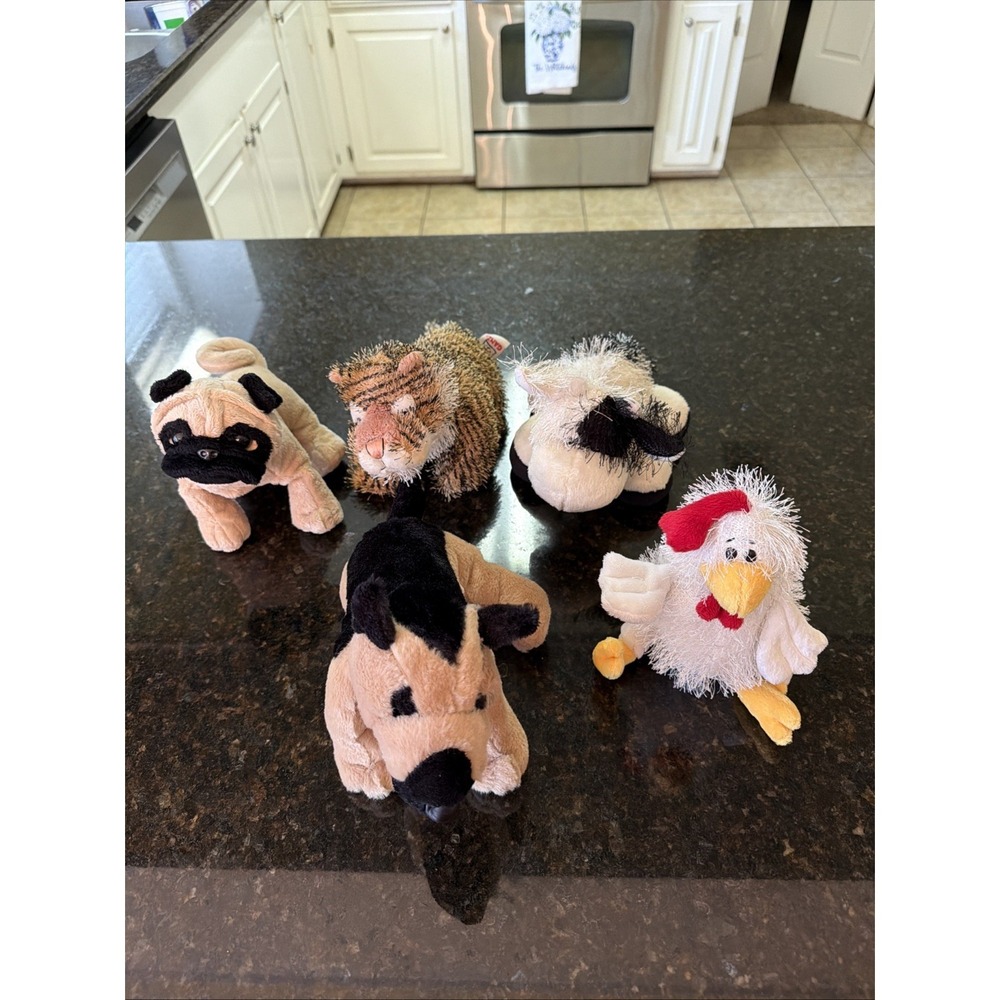 Lot Of Webkinz Lil Kinz Cow Chicken Pug Tiger German Shepherd Plushie READ